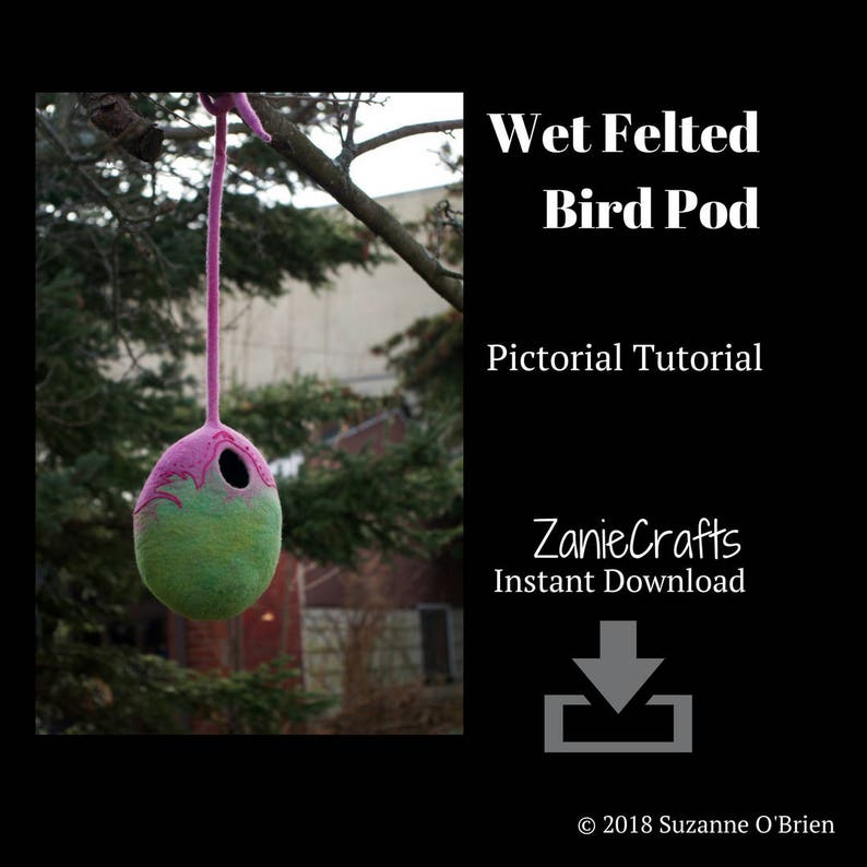 Instant Download Wet Felting Tutorial Felted Bird House Vessel Wool Birdhouse Instructions Pictorial Tutorial Wet Felting 30pics image 1