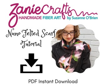 Nuno Felted Scarf PDF tutorial, instant download, wet felting lesson, nuno felting instruction, Felted wool on silk tutorial, Creative, DIY