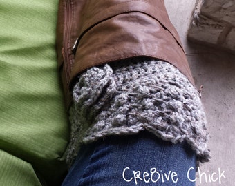 Crochet Boot cuff PATTERN - Must-have! Scalloped edge Design with crocheted flower - INSTANT download! PDF Great gift Diy! Best selling item