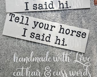 Horse Trailer VINYL DECAL bumper STICKER | Choose text and color | funny Equestrian gift idea