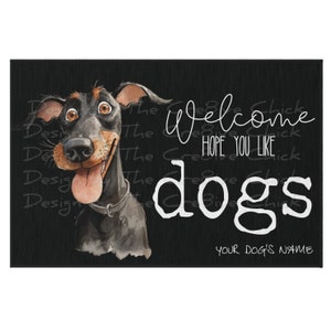 Lustige Hundetürmatte DOBERMAN Personalisierte Willkommensmatte Der Name Ihres Hundes Großer benutzerdefinierter Outdoor-Teppich 24X36 Bestes Hundeliebhabergeschenk