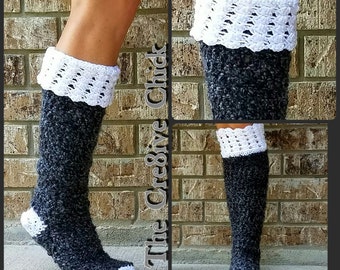 Crochet PATTERN - Chunky Boot Sock Versatile Design, slouch or tall, comfy & stylish - INSTANT download! Pdf - Great DIY gift!