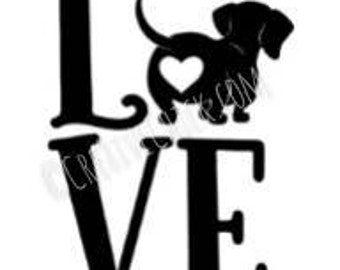 Dachshund Dackel Wiener Love ~ VINYL DECAL STICKER unique wall decal, laptop decal, bumper sticker, car, puppy dog lover Choose your color!