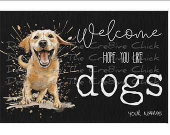 Personalized Funny DOG Door Mat LAB Welcome mat YOUR Dog's Name Large Custom Outdoor Rug 24X36 Best Dog Lover Gift Labrador Your Family Name