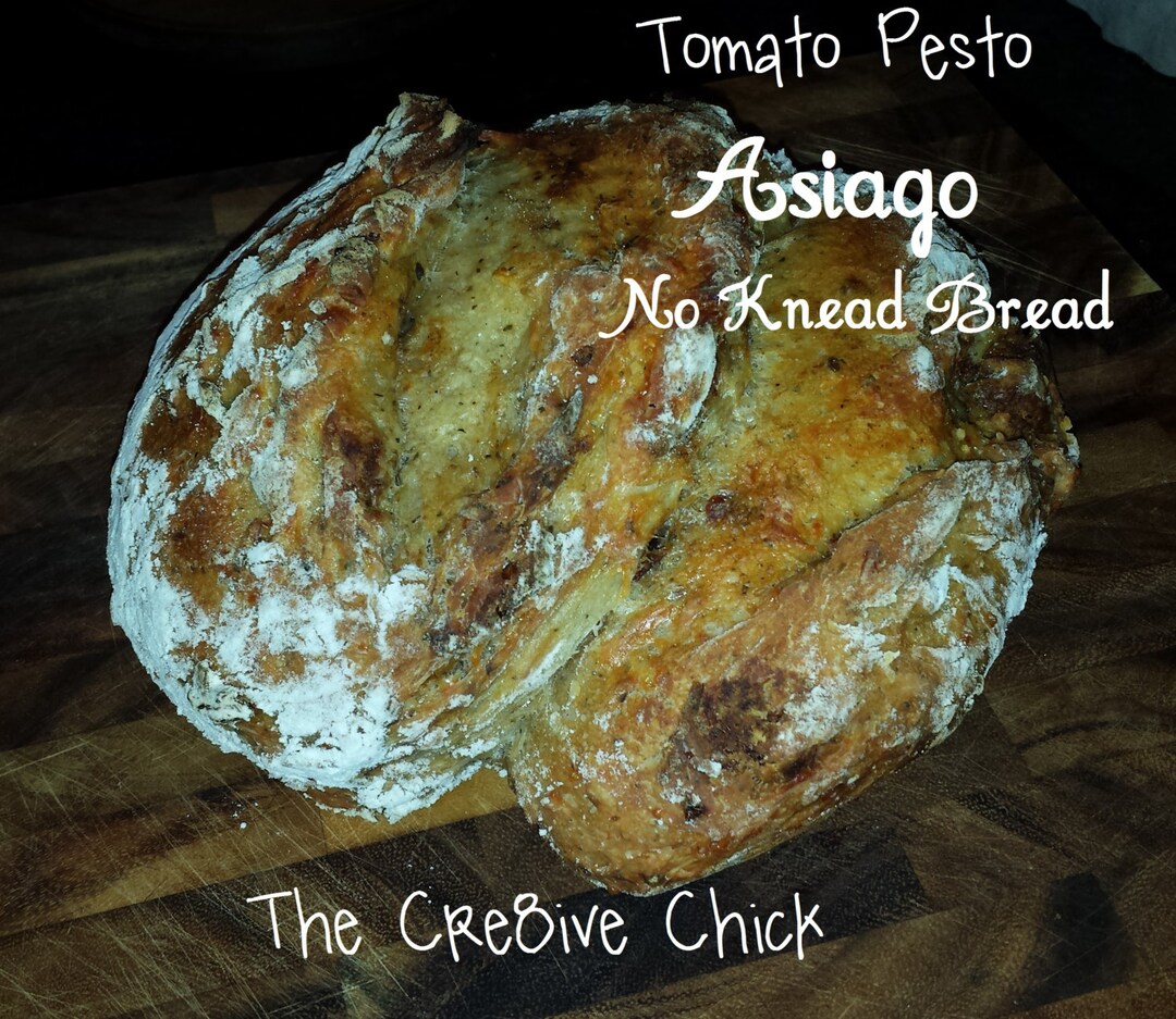 Tomato Pesto Asiago NO Knead Bread Recipe Delicious, Crusty & Full of