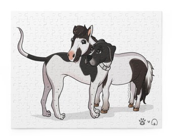 Big dog & Small horse Puzzle (120, 252-Piece) Skye Great Dane and Hot Fudge Sundae the Miniature Horse Mini horse cute back to school gift