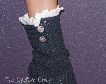 Crochet Boot cuff Legwarmer PATTERN - Must-have! Scalloped edge Elegant & Romantic - INSTANT download! PDF Great Stocking Stuffer gift diy