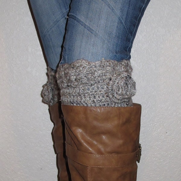 Unique Boot cuffs crochet PATTERN  Musthave! Bestseller! Scalloped edge Design with crocheted flower - INSTANT download! Pdf DIY Great gift!