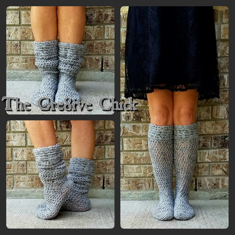 Crochet PATTERN Chunky Boot Sock Versatile Design, slouch or tall, comfy & stylish INSTANT download Pdf Great DIY gift image 5