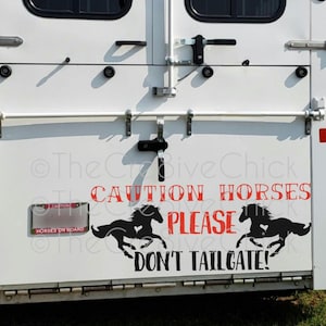 Caution Horse Trailer Decal Digital Cut file print INSTANT download galloping Pdf/SVG/jpg/png vector Don&#39;t Tailgate cricut silhouette DIY