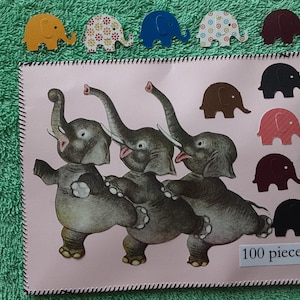 Pochette cousue de 100 éléphants en papier pour scrapbooking