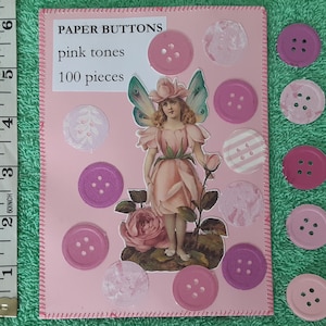 100 boutons en papier rose découpes découpes scrapbooking fabrication de cartes cousu pochette collage journal fée