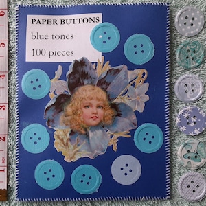 100 blauwe papieren knopen gestanst gestanst scrapbooking kaarten maken genaaid zakje collage junk journal