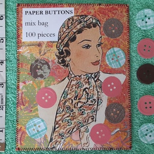 Sac de 100 boutons en papier découpés Découpes scrapbooking fabrication de cartes pochette cousue collage journal indésirable