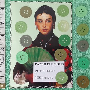 100 boutons en papier vert découpes découpes scrapbooking fabrication de cartes cousu pochette collage carnet de bord