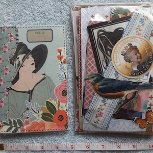 Cahier Junk Journal et 100 pièces éphémères