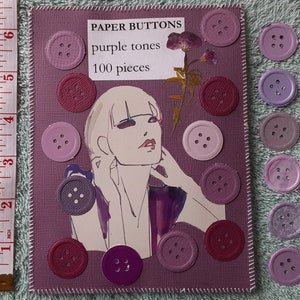 100 paarse papieren knopen gestanst gestanst scrapbooking kaarten maken genaaid zakje collagedagboek