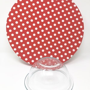 Reusable Extra Large Bowl Cover, Red Polka Dots