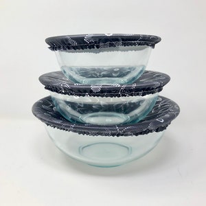 Reusable Bowl Covers Basic Set, Black & White Flowers