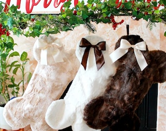 Faux Fur Christmas Stocking for Pets: Bone-Shaped, Handmade