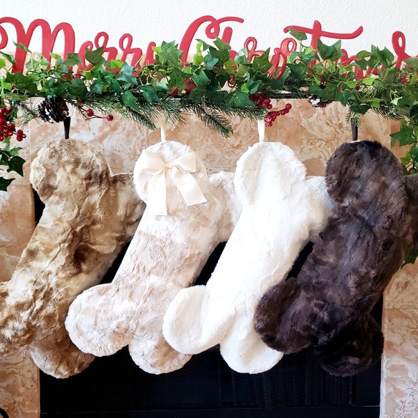 Fur Christmas Stockings for Dogs and Cats - Fur Dog Bone Stocking - Cat Fur Stocking - Holiday Best Gifts for Pets