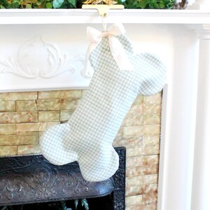 Dog Christmas Stocking, Houndstooth Bone Christmas Stockings for Pets with Custom Name Tag