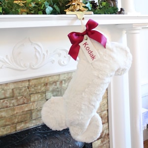 Christmas Stockings For Dogs - Personalized Fur Christmas Stockings - Dog Bone Christmas Stocking - White Stocking for Dogs - Best Dog Gift