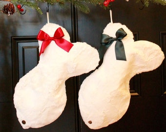 Personalized Christmas Stockings - Fur Ivory and White Christmas Stockings - Holiday Stockings for Cats and Dogs - Gifts for Pet Lovers