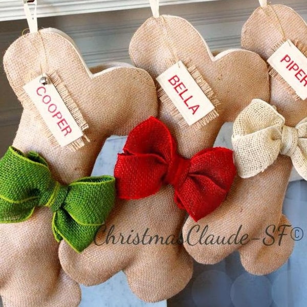 Personalized Dog Christmas Stocking, Dog Burlap Christmas Stockings - Holiday Gifts for Dogs and Cats - Best Gifts for Pets - Dog Stocking