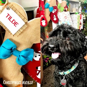 Personalized Dog Christmas Stocking, Dog Burlap Christmas Stockings Holiday Gifts for Dogs and Cats Best Gifts for Pets Dog Stocking image 10