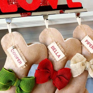 Dog Christmas Stocking - Christmas Stocking Personalized - Dog Bone Burlap Stocking - Fully Handmade