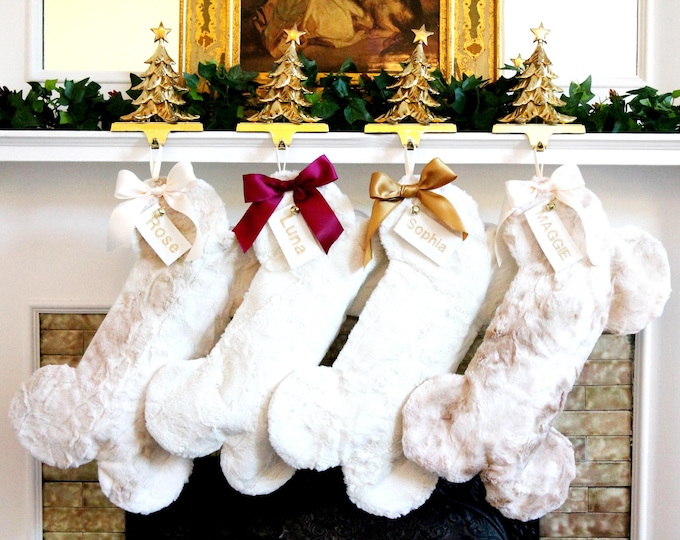 Faux Fur Christmas Stocking for Pets: Bone-Shaped, Handmade