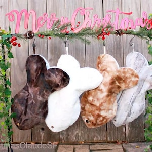 Fur Cat Christmas Stockings, Pet Stockings, Cat Stocking with Fur and Bows