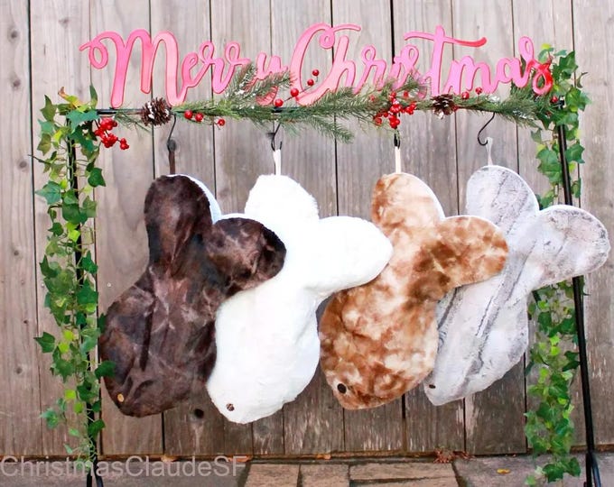 Fur Cat Christmas Stockings, Pet Stockings, Cat Stocking with Fur and Bows