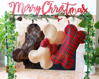 Dog Bone Christmas Stocking - Personalized Pet Stocking - Stockings for Pets