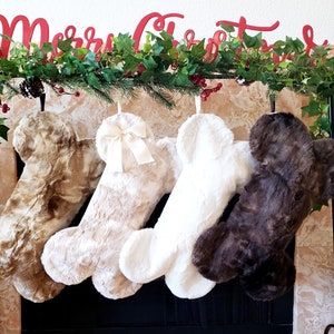 Christmas Stockings for Dogs and Cats - Fur Dog Bone Stocking - Cat Fur Stocking - Holiday Best Gifts for Pets