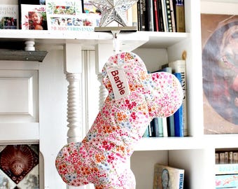 Dog Bone Christmas Stocking - Personalized Pet Stocking - Stockings for Pets