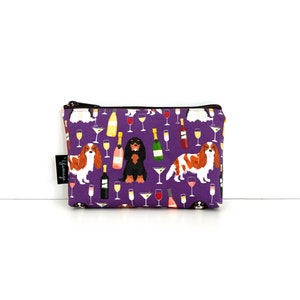 Clearance Cavalier King Charles Spaniel Purple Wine Small Essential Pouch / Makeup bag / Zipper pouch