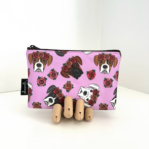 Clearance Boxer Dog Floral Crown Small Essential Pouch / Makeup bag / Zipper pouch