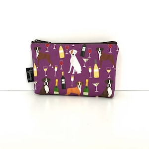 Clearance Boxer Dog Purple Wine Small Essential Pouch / Makeup bag / Zipper pouch