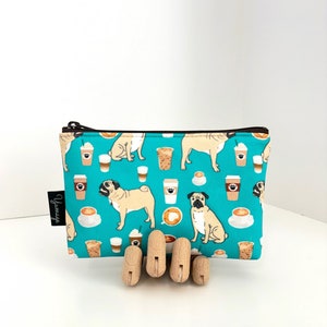 Clearance Pug Coffee Small Essential Pouch / Makeup bag / Zipper pouch