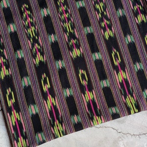 NEW! Dark Ikat Fabric by the yard (#123) - Textile Supply - Hanwoven Guatemalan Fabric - 100% Cotton - Mid Weight Fabric - Foot Loom