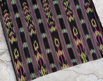NEW! Dark Ikat Fabric by the yard (#123) - Textile Supply - Hanwoven Guatemalan Fabric - 100% Cotton - Mid Weight Fabric - Foot Loom