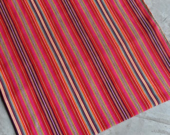 Red Mayan Stripes (#121) Handmade Fabric  from Guatemala - 100% Cotton - Sold by yard