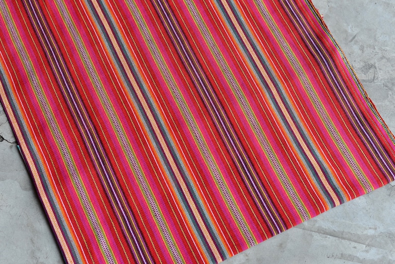 Handmade Fabric from Guatemala #121 100/% Cotton Red Mayan Stripes Sold by yard