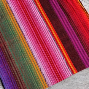 NEW! JP13 Colorful Striped THICK Fabric Mayan Fabric 100% Cotton - Handwoven Guatemala - Sold by the yard - Suitable fabric for upholstery