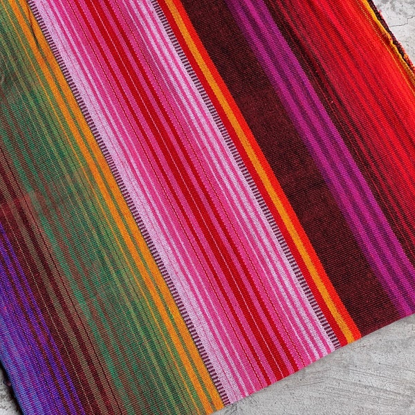 NOUVEAU ! Tissu maya 100 % coton à rayures colorées JP13 - Tissé à la main au Guatemala - Vendu par mètre - Tissu adapté pour le rembourrage