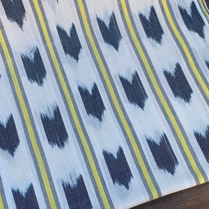 BRAND NEW! #215 Green and Blue Ikat - Cotton Ethnic Fabric sold by yard - Handmade Fabric from Guatemala