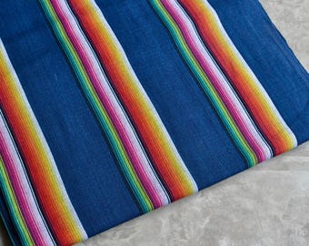 Central American Fabric (#28) sold by the yard - Blue Red Green Black Yellow Orange - Handloomed 100% Cotton from Guatemala