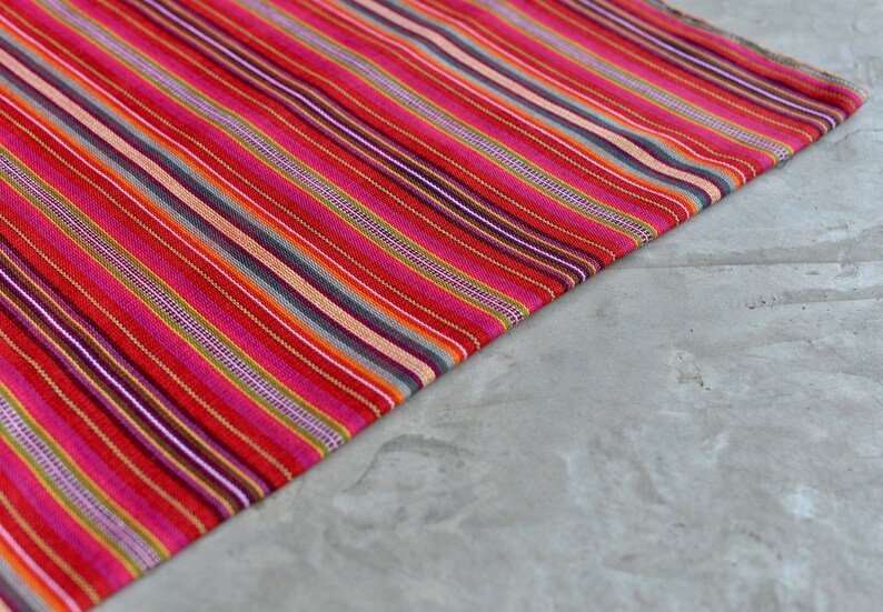 Handmade Fabric from Guatemala #121 100/% Cotton Red Mayan Stripes Sold by yard